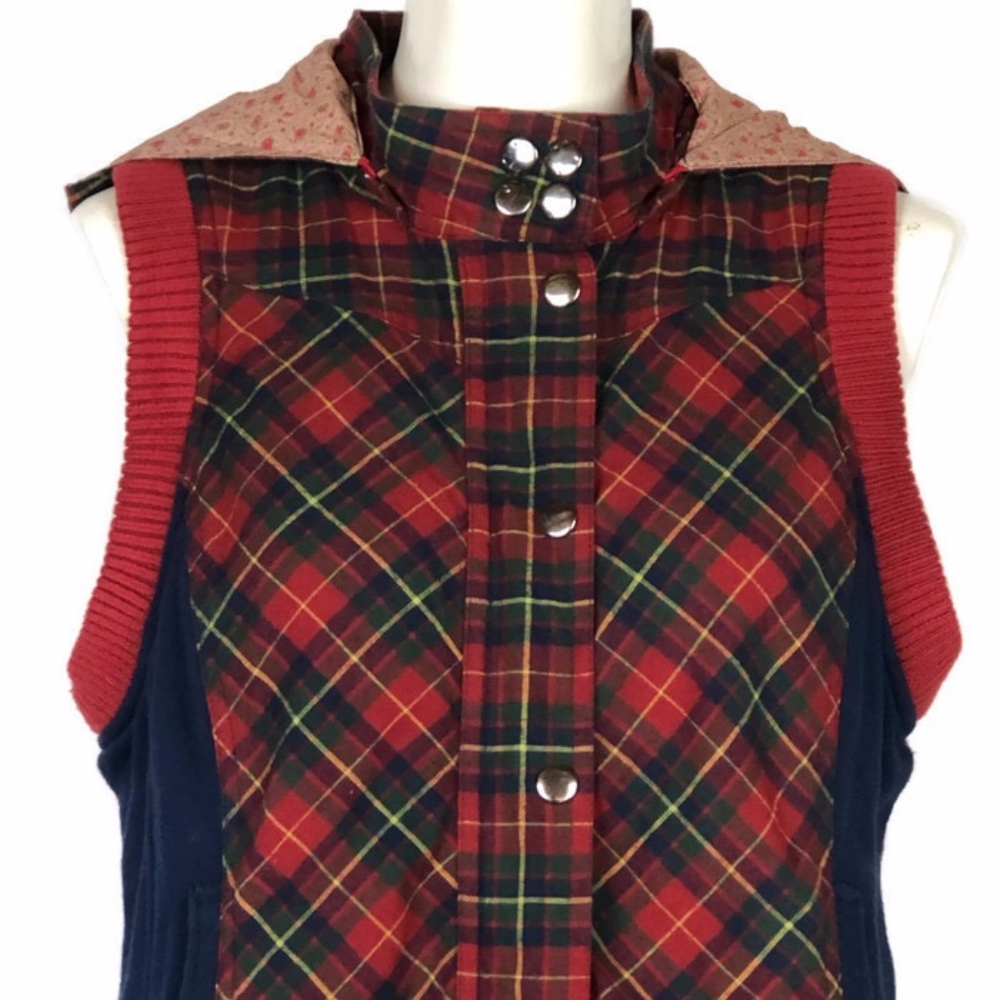 Flying Tomato Red Plaid Vest Hoodie
